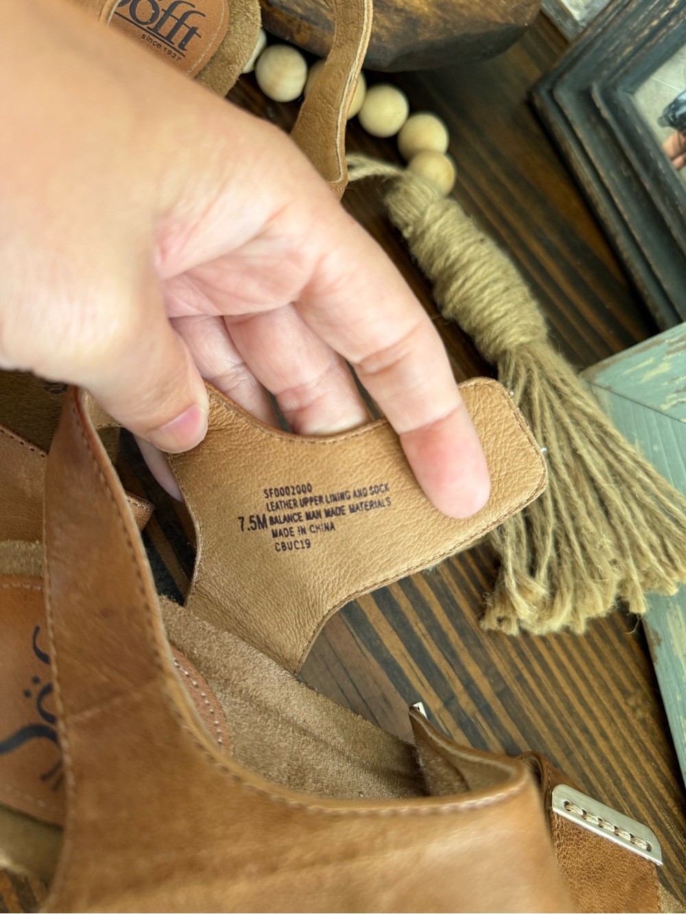 Sofft Tan Leather Wedge Sandals - Picture 9 of 10